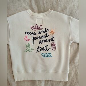 Zara Embroidered Cream sweatshirt size 6-7